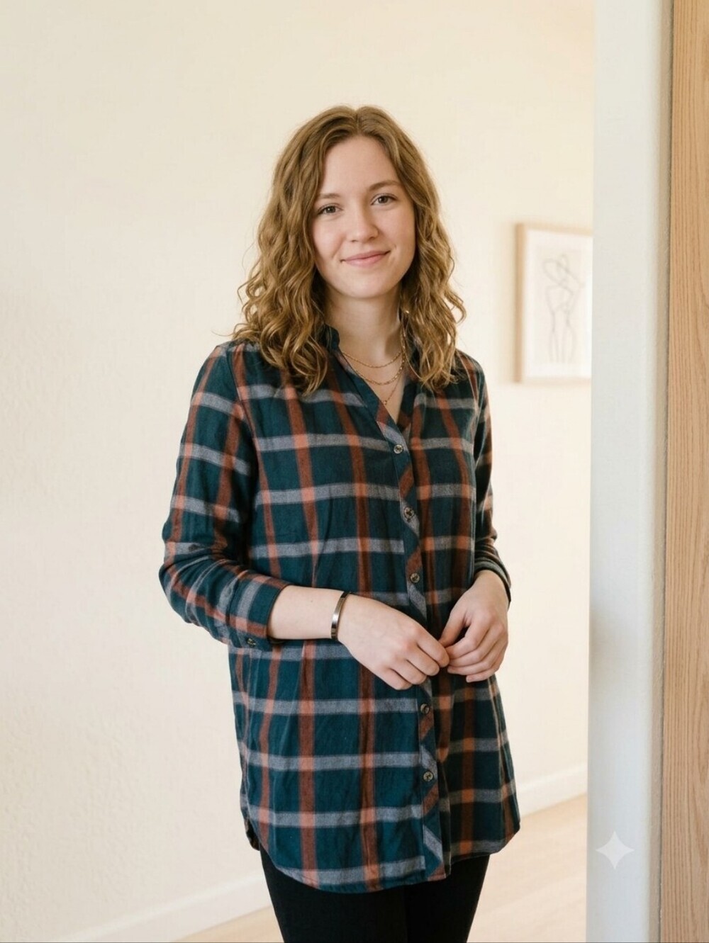 Knox Rose Teal & Rust Plaid Button-Up Shirt